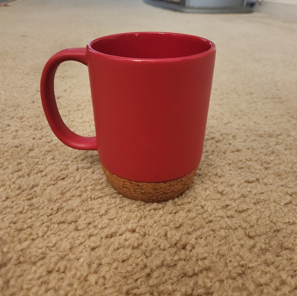 Ebay Coffee Mug Red w/ Pink Letters Cork Non Slip Base Swag Tea - Picture 2 of 3